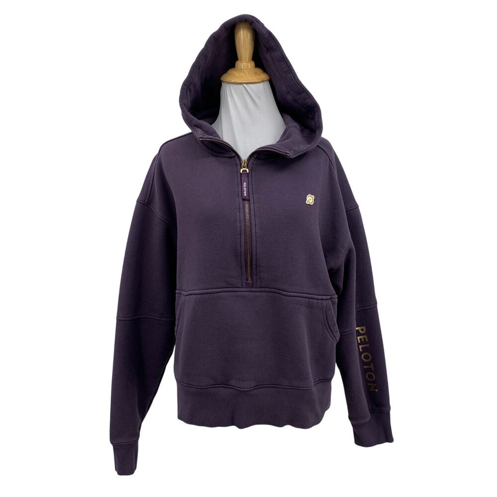 Peloton Hoodie Womens M Medium Dusty Purple Chic Half Zip Fleece Lined Pullover